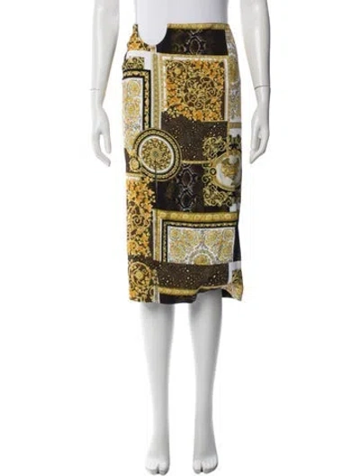 Pre-owned Versace Patterned Midi Length Skirt In Blue