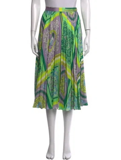 Pre-owned Versace Patterned Midi Length Skirt In Green/purple