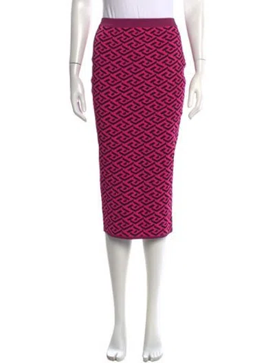Pre-owned Versace Patterned Midi Length Skirt In Pink