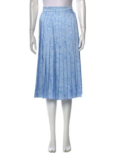 Pre-owned Versace Patterned Midi Length Skirt W/ Tags In Blue
