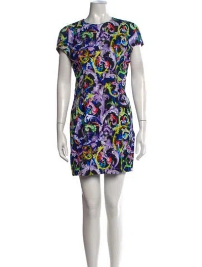 Pre-owned Versace Patterned Mini Dress In Multicolor