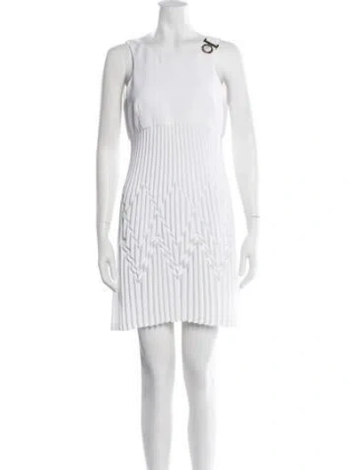 Pre-owned Versace Patterned Mini Dress In White