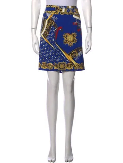 Pre-owned Versace Patterned Mini Skirt In Blue