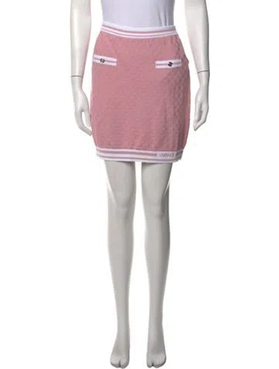 Pre-owned Versace Patterned Mini Skirt In Pink