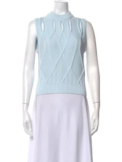 Pre-owned Versace Patterned Mock Neck Sweater In Blue