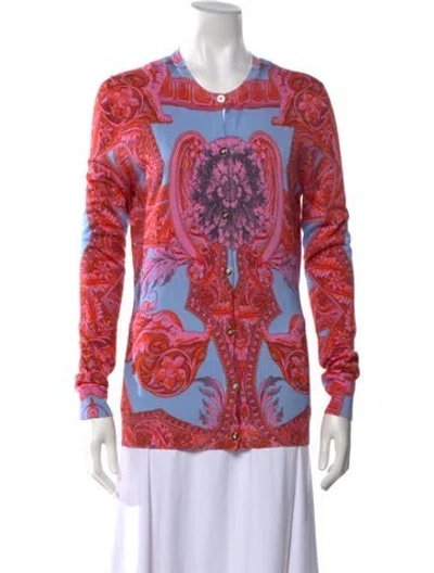 Pre-owned Versace Patterned Open Front Sweater In Pink