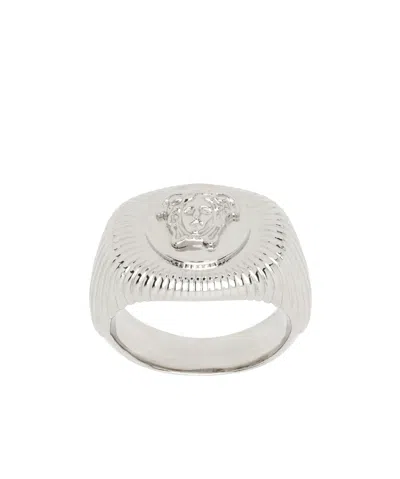 Versace Patterned Ring In Silver