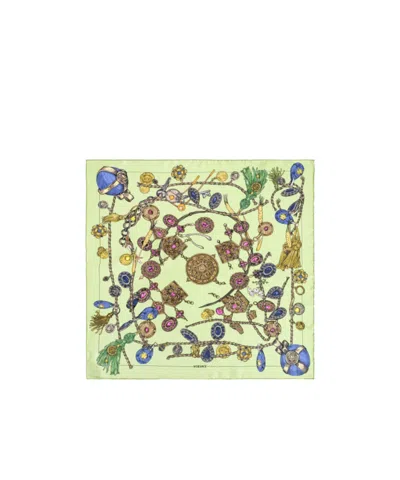Versace Jewellery-print Silk Scarf In Green