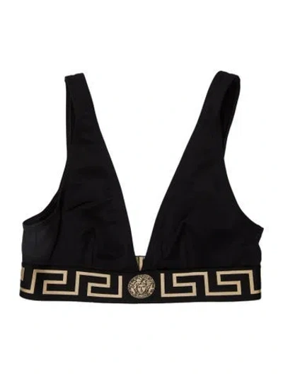 Pre-owned Versace Patterned Scoop Neck Sports Bra In Blue