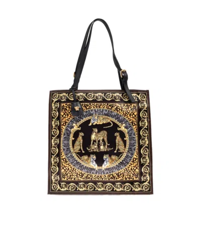 VERSACE ANIMAL-PRINT BAROQUE TOTE BAG