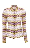 Versace Patterned Silk Crepon Button-down Shirt In Multi