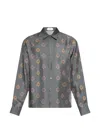 Versace Patterned Silk Shirt In Gray