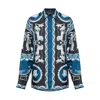 Versace Silk Shirt With Printed Design And Button-down Collar In Multi