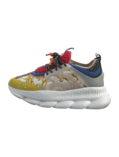 Pre-owned Versace Patterned Sneakers In Gold/neutrals/pink