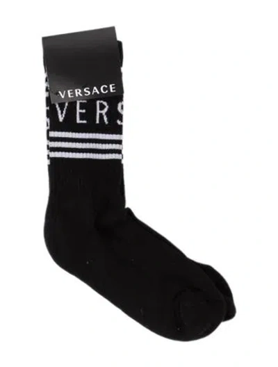 Pre-owned Versace Patterned Socks W/tags In Black