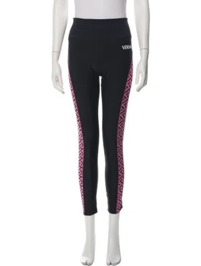 Pre-owned Versace Patterned Straight Leg Pants W/ Tags In Black/pink