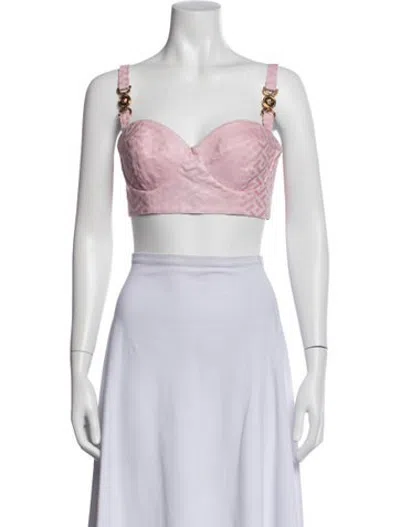 Pre-owned Versace Patterned V-neck Sports Bra In Blue