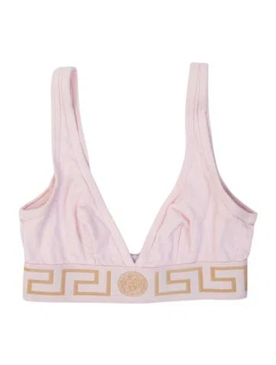 Pre-owned Versace Patterned V-neck Sports Bra In Pink