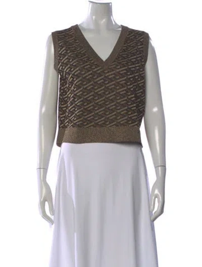 Pre-owned Versace Patterned V-neck Top In Multi