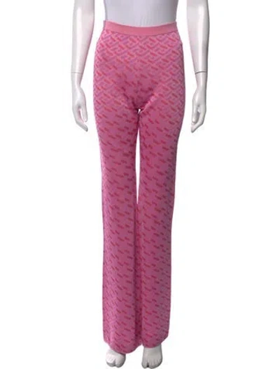 Pre-owned Versace Patterned Wide Leg Pants In Pink