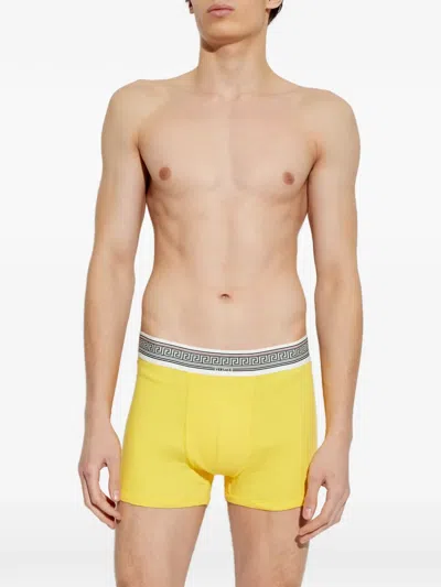 Versace Patterned-waistband Boxers In Yellow