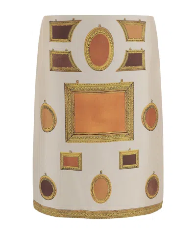 Versace Printed Midi Skirt In Brown