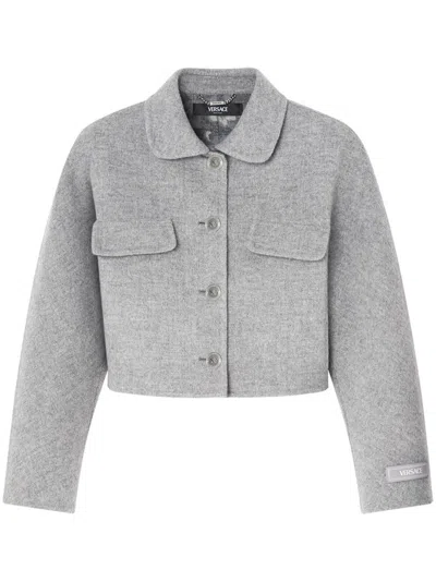 Versace Cashmere Peacoat Clothing In Grey
