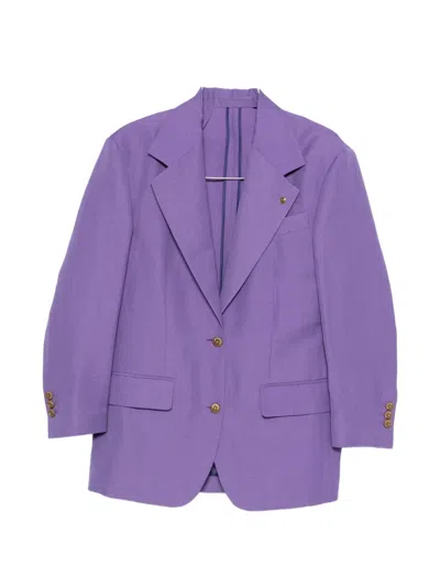 Versace Peak-lapel Single-breasted Blazer In Purple