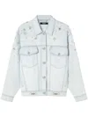 Versace Pearl-embellished Denim Jacket In Blue