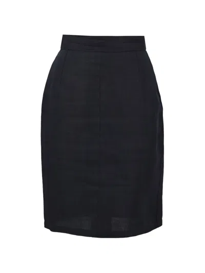 Pre-owned Versace Pencil Midi Skirt In Black
