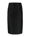 Versace Wool Silk Pencil Skirt In Black