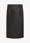 Versace Pencil Wool Silk Midi Skirt In Black