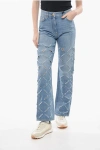 VERSACE PERFORATED COTTON STRIGHT FIT DENIMS 24CM