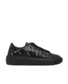 Versace Perforated Studded Sneakers In Black