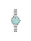 Versace Women's Swiss Greca Goddess Stainless Steel Studded Bracelet Watch 28mm In Blue