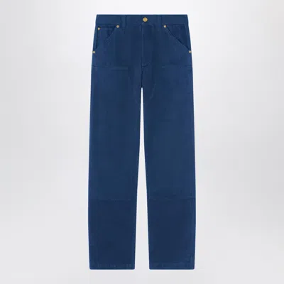 Versace Petrol Blue Cotton Carpenter Trousers
