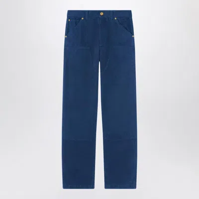 Versace Pantalon Carpenter En Toile Surteinte In Blue