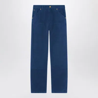 Versace Overdyed Canvas Carpenter Pants In Blue
