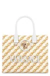 Versace Women's Canvas Small Chain Stripes La Medusa Shopping Bag In Green