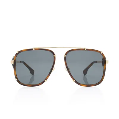 Versace Pilot Clip On Sunglasses In Brown