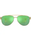 Versace Pilot-frame Mirrored Lenses Sunglasses In Gold