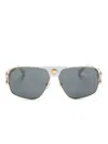 Versace Pilot-frame Tinted Sunglasses In Gold