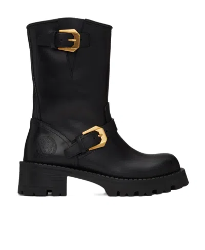 VERSACE PIN BUCKLE AND ANKLE BOOTS
