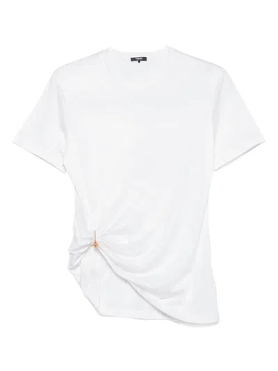 Versace Pin-drape T-shirt In White