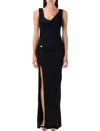 Versace Embellished Draped Stretch-jersey Gown In Black