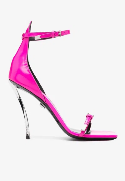 Versace Pin-point 100 Calf Leather Sandals In Pink