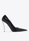 Versace Pin Point 110 Calf Leather Pumps In Black