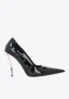 Versace Pin Point 110 Patent Leather Pumps In Black
