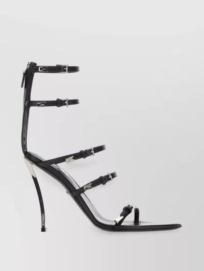 Versace Pin-point 120mm Strappy Sandals In Black
