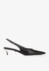 Versace Pin Point Leather Kitten-heel Pumps In Black